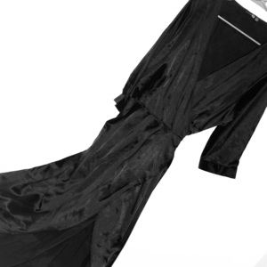 black satin wrap maxi dress